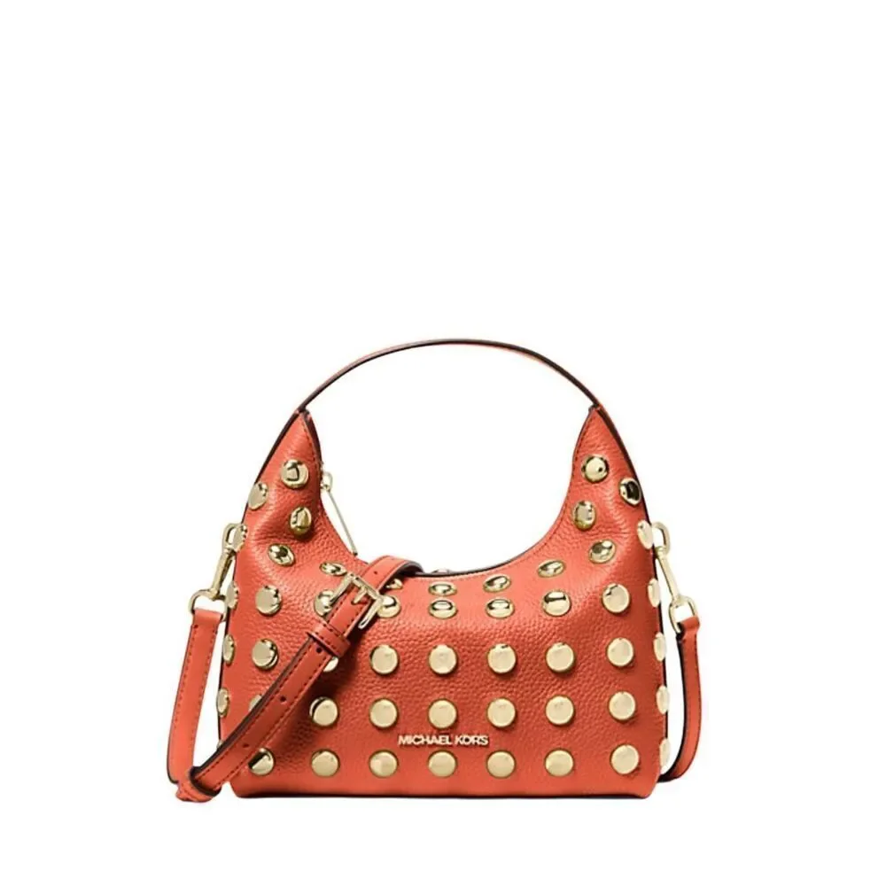Michael Kors Ember Small Peppled Leather Embellished Messenger Bag